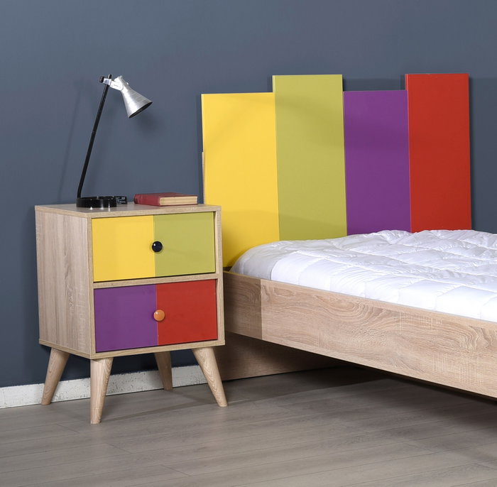 Hanah Home Mesita de Noche Kmd-920-Sx-1 Dormitorio Tablero de Partículas Melamina 44x66x44cm Elegante Funcional